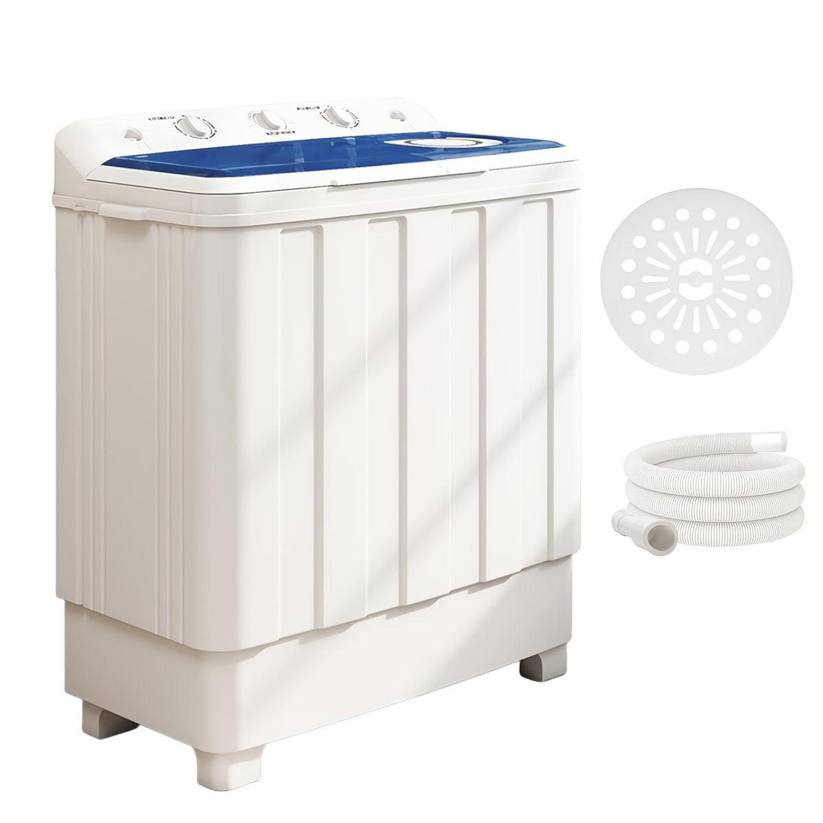 30Lbs Semi-Automatic Compact Twin Tub Washer Spinner Combo (20Lbs Wash + 10Lbs Spin), Portable Washing Machine for Small Spaces, Apartment, Dorm, RV, Camping & Travel