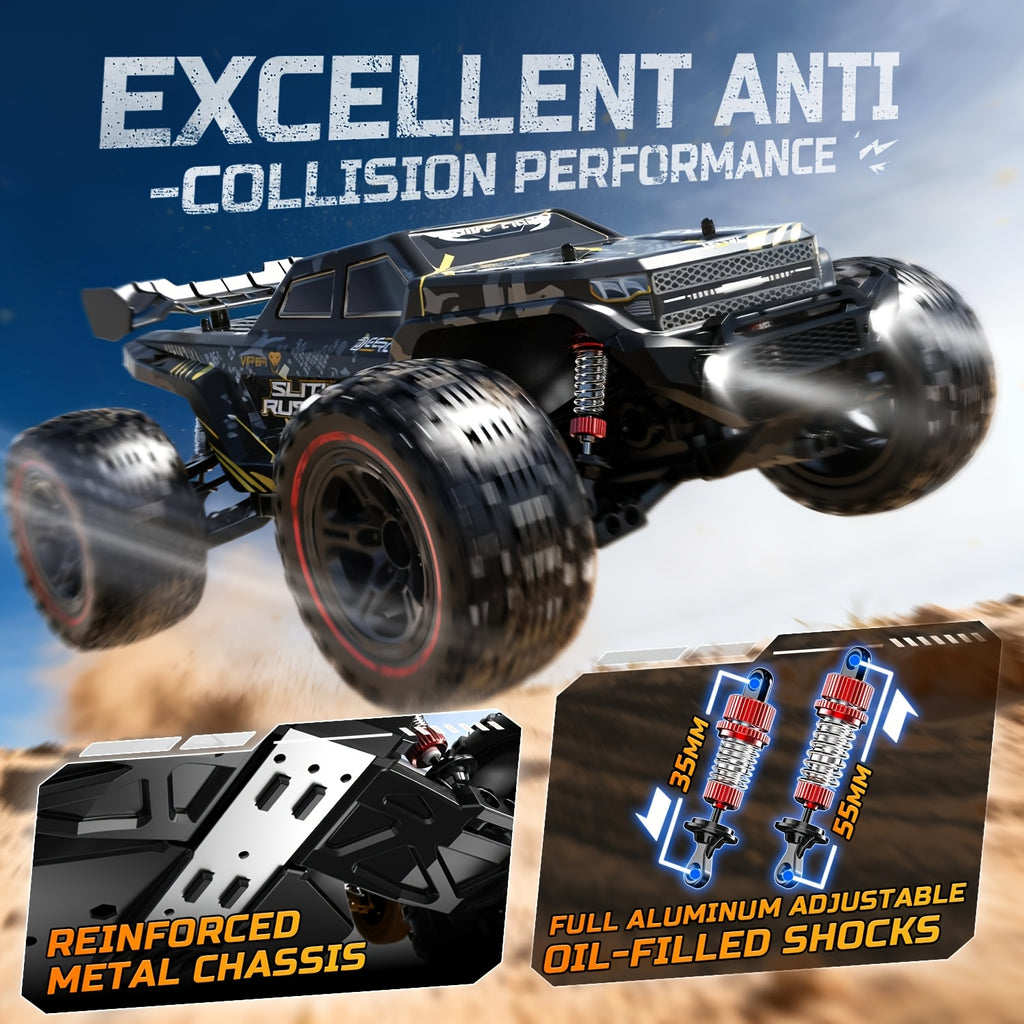 DEERC 1:10 Fast Brushless RC Car for Adults, Max 65KM/H, High-Speed 4WD Off-Road Remote Control Truck with 2 X 3S Batteries And Extra Swing Arms. Non-Toy Product, Intended for Professional Users, Collectors