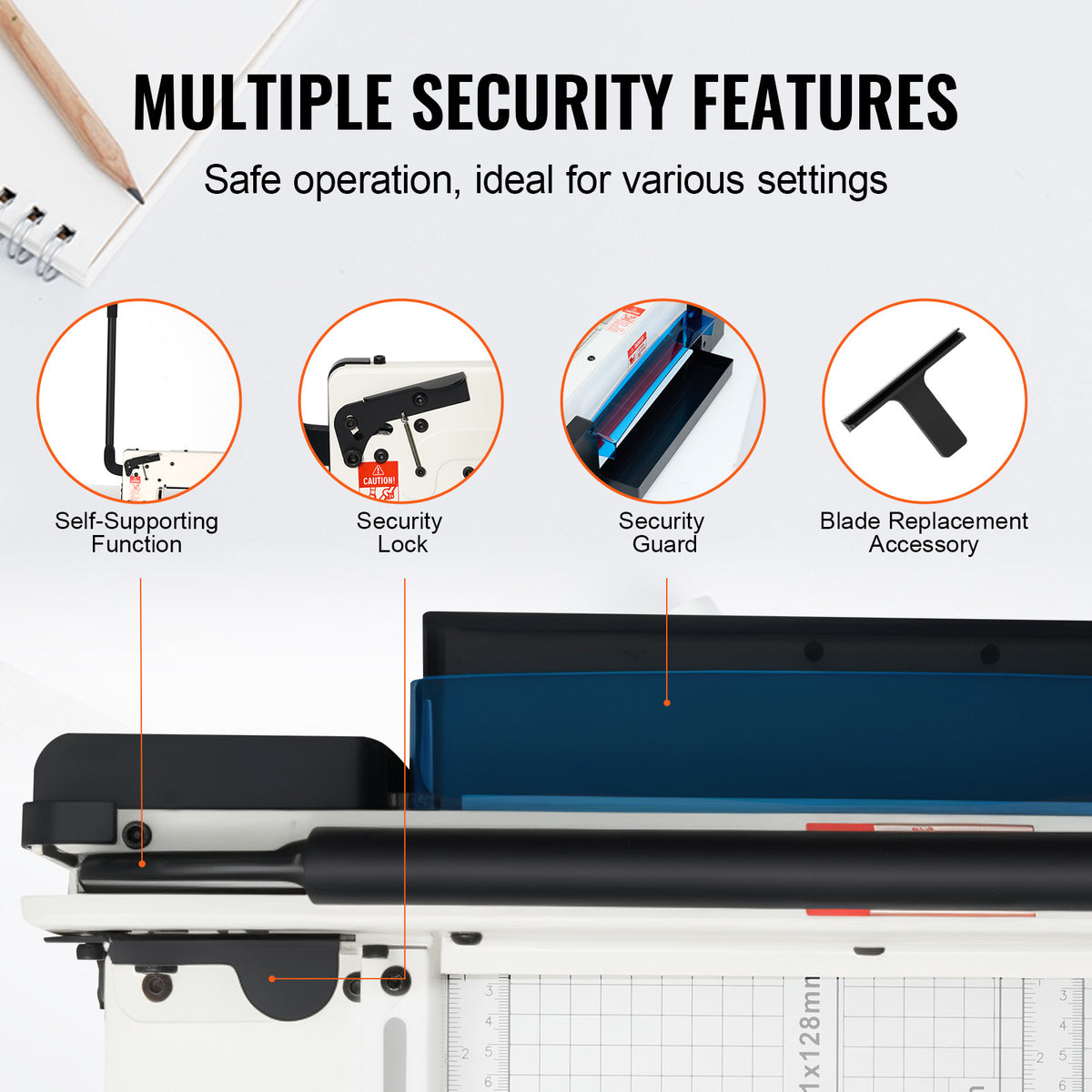 VEVOR Paper Cutter 12/17 inch A3/A4 Guillotine Paper Trimmer 400 Sheet Capacity Metal Base