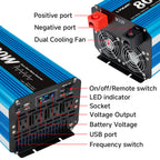 Pure Sine Wave Inverter 8000W (Peak)Car Power Inverter Efficient 12V/24V DC To 110V 120V AC With LCD Display And Remote & Troubleshooting, 4 US Sockets For Vehicles Car Chargers For Home Solar System RV Vans, Without Battery