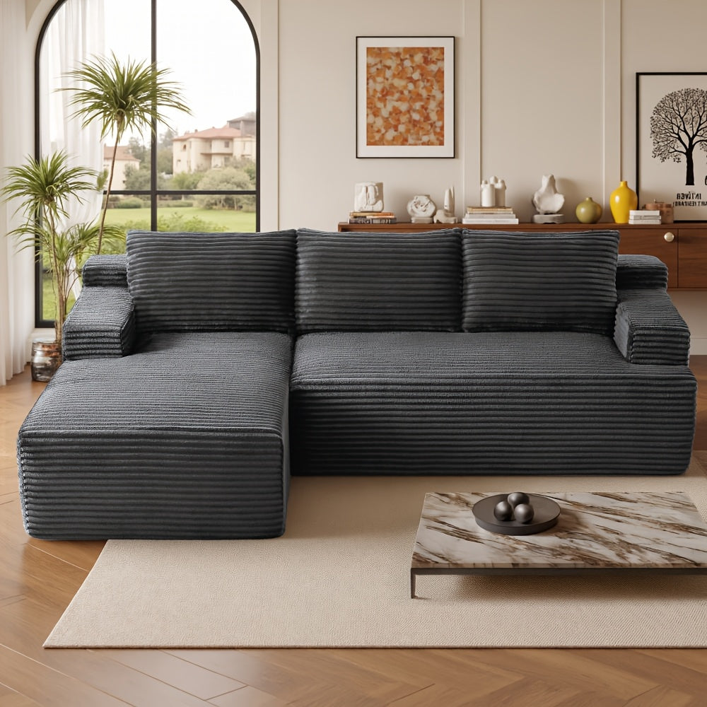 KOPSEE 96" Sectional Sofas for Living Room Cloud Couch Sofa with L-Shape Upholstered Boneless Couches Modern Modular Sectional Sofa with Chaise