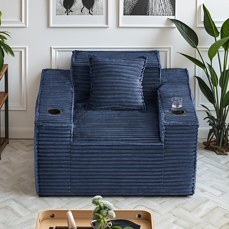 43.3-80.7" Corduroy Living Room Sofa, 3 Setaser Deep Seat Couch With 3 Lumbar Pillows, Comfy Boneless Sofa Modern Compressed Couch For Bedroom, Office, Apartment