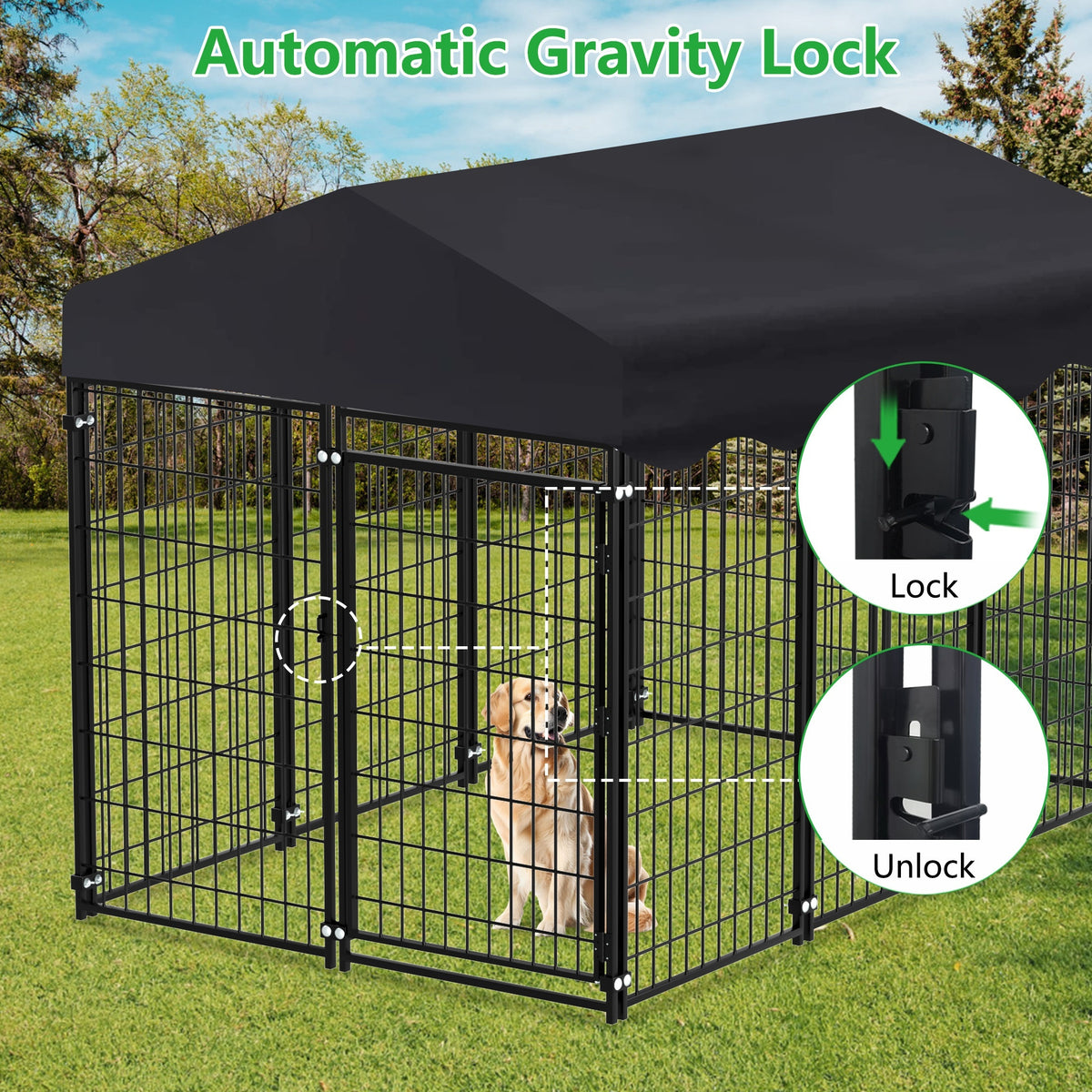 Outdoor Indoor Heavy Duty Dog House Sun Protection And Rain Durable 6.2ftx4ftX4.5ft Metal Dog House with Top Fence, Outdoor Large Dog Cage Puppy Keep with Top Dog House with Top Courtyard Dog Cage