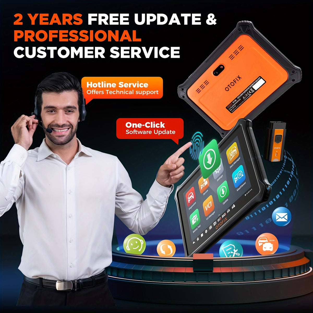 OTOFIX D1 Lite Bidirectional Scanner Full System Diagnostic Key Coding TPMS FCA Autoauth, Key Programming, Test, CANFD & DOIP, Auto VIN, No Wireless Function, Without Battery
