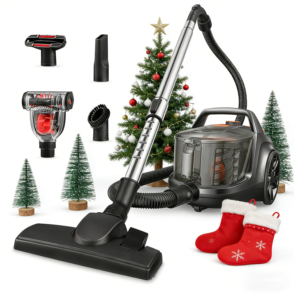 [Lightweight HEPA Vacuum] Aspiron 1200W Bagless Canister Vacuum Cleaner, Lightweight with HEPA Filter, 3.7QT Capacity, Automatic Cord Rewind, 5 Attachments, Ideal for Pet Hair, Hard Floors, and Carpets AS-CA006