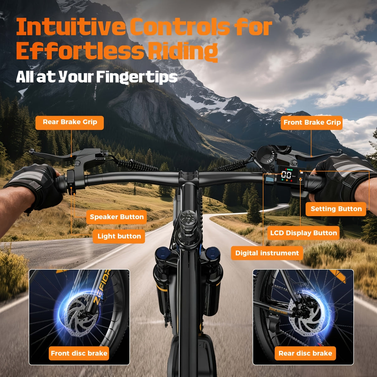 26" Electric Bike For Adults, 749W Motor, 48V 7.8/10AH Removable Battery, 25MPH Top Speed, 7-Speed Gears, Disc Brakes, Front Suspension, 26"2.1 All-Terrain Tires, LCD Display, Step-Over Commuter E-Bike, With Free Delivery From Local Warehouse