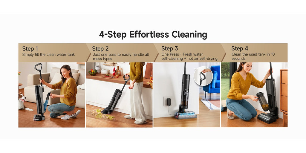 Refurbished Dreame H12 Pro Wet Dry Vacuum Cleaner, Hard Floor Vacuum and Mop Combo, Smart Mess Detection, Strong Suction for Wet & Dry Spills, 35-Min Runtime, 30.43oz Water Tank, Hot Air Self-Cleaning, Edge-to-Edge Corner Cleaning, Anti-Tangle Brush