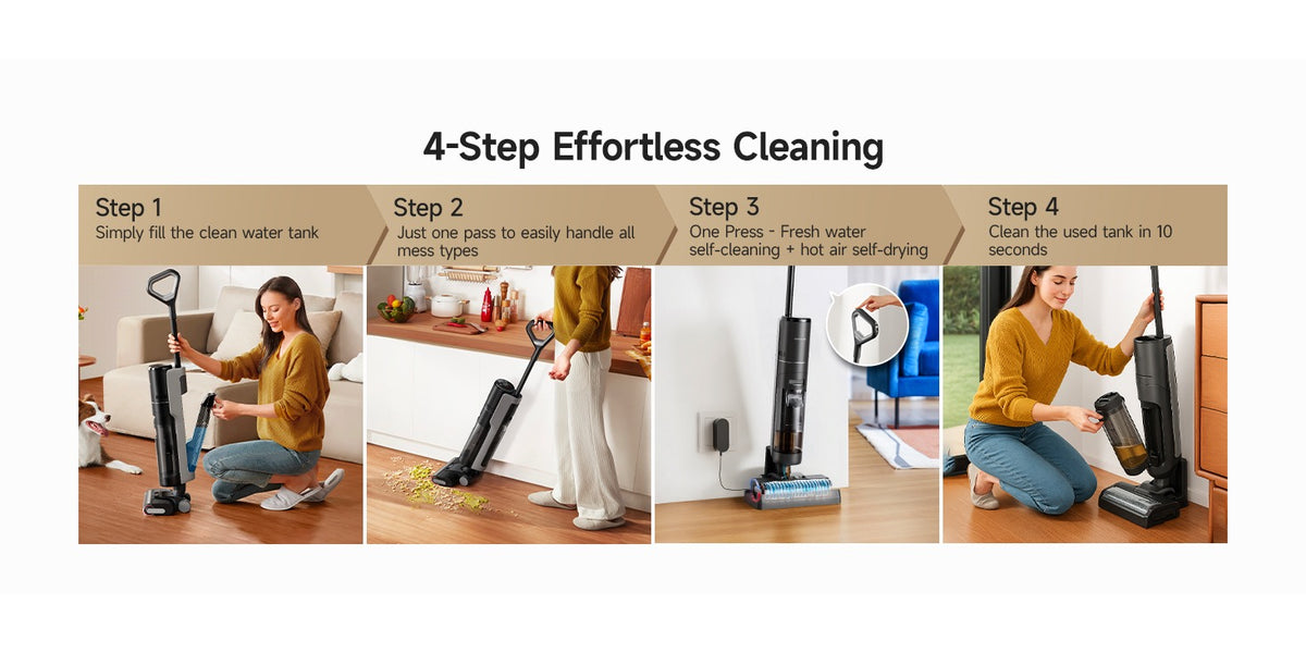 Refurbished Dreame H12 Pro Wet Dry Vacuum Cleaner, Hard Floor Vacuum and Mop Combo, Smart Mess Detection, Strong Suction for Wet & Dry Spills, 35-Min Runtime, 30.43oz Water Tank, Hot Air Self-Cleaning, Edge-to-Edge Corner Cleaning, Anti-Tangle Brush
