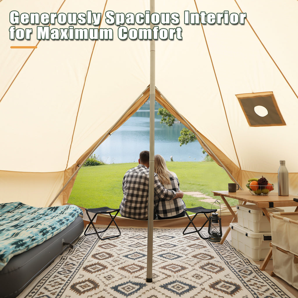Luxury Oxford Fabric Bell Tent, Yurt Canvas Tent with Stove Jack, 4/6/8 Person Family 4 Season Camping