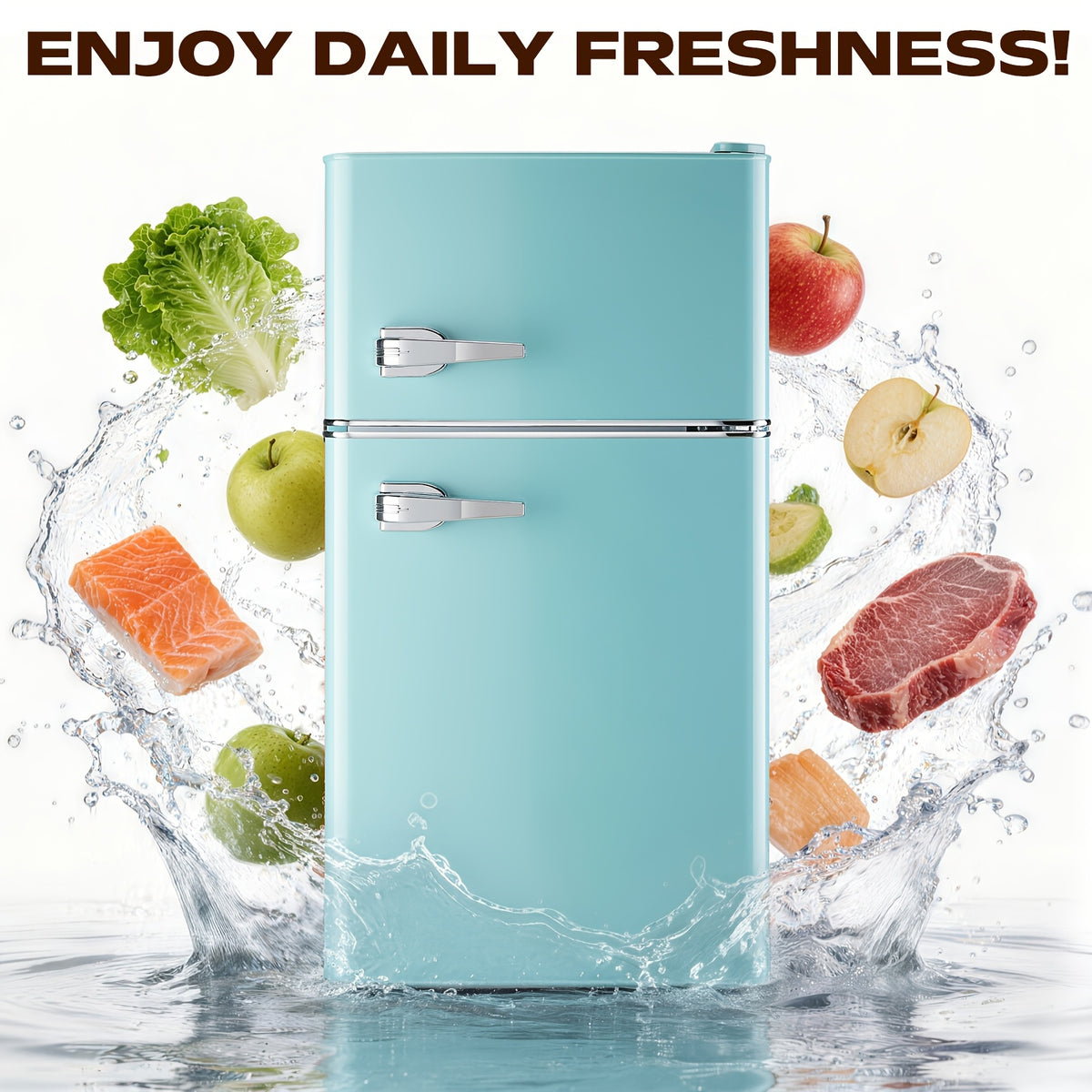 Retro Mini Fridge With Freezer 3.8 Cu. Ft, Small Refrigerator With 7 Level Adjustable Thermostat, Compact Classic Dual Door Fridge Removable Glass Shelves For Apartments, Dorm, Office