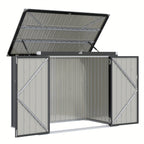 Nordivale Outdoor Trash Can Storage Shed - 2.6x5 Ft Metal Lockable Garbage Bin Enclosure With Chain Lid, Waterproof Small Shed For Trash Cans, Lawn Mower & Garden Tools - Perfect For Garden, Backyard, & Patio Use