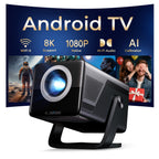 Smart Projector 8K Support Native 1080P, FHD Portable Projector, 5G WiFi And Bt5.4, Auto Focus & Keystone, 1400ANSI, Android 14, Compatible with PS5, Smartphones And Laptops, Perfect Gift!