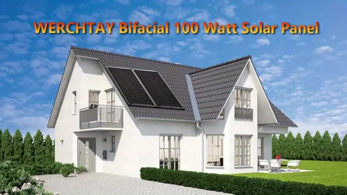 Werchtay 200W Solar Panel, 12V Monocrystalline High-conversion Photovoltaic Modules, Suitable for Off-grid Systems Such As RVs, Home Battery Charging, Stadiums, And Industrial Power Applications(100W*2/100W*1)