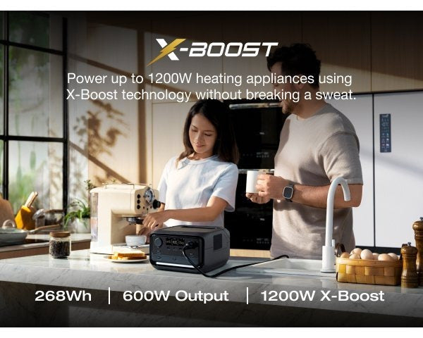 EcoFlow 268Wh Portable Power Station River 3 Plus 270 with 45W Portable Solar Panel, Power Bank 600W Up to 1200W High-Rated Output Power Bank with X-Boost, <30dB Quiet Use Paneles Solarespanel Solarpanel