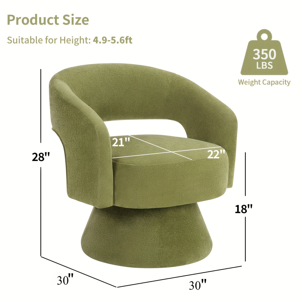 Household Furniture: Modern Green 360-Degree Swivel Accent Chair - Barrel-Shaped Lounge ArmchairFeatures: Soft Material, Easy-to-clean SurfaceApplicable Scenarios: Living Room, Bedroom And Reading Nook.CS059