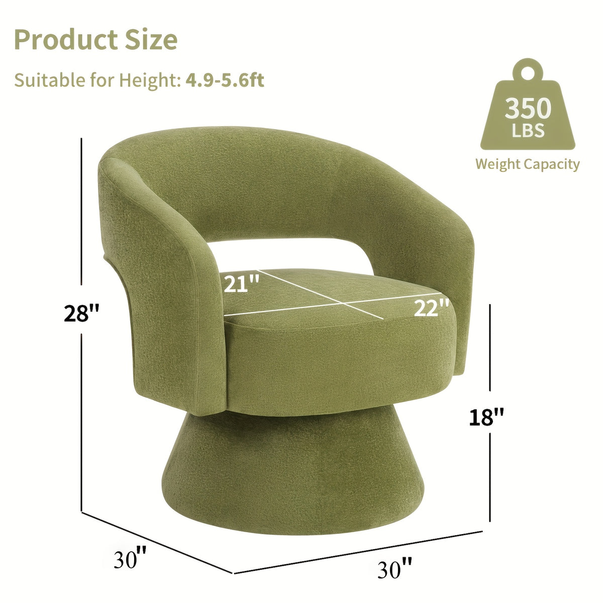 Household Furniture: Modern Green 360-Degree Swivel Accent Chair - Barrel-Shaped Lounge ArmchairFeatures: Soft Material, Easy-to-clean SurfaceApplicable Scenarios: Living Room, Bedroom And Reading Nook.CS059