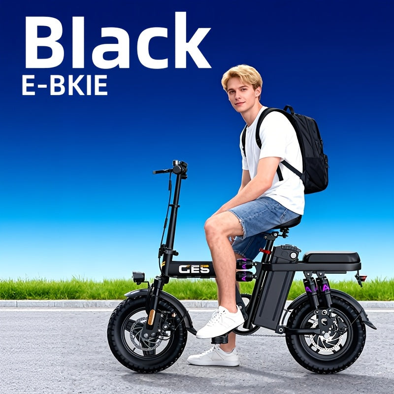 500W Electric Bike for Adults, 48V 10AH/15AH Removable Battery, Speed 15-20 Mph, Long Range 10-35 Miles, 14-Inch Foldable, LCD Display, Dual Disc Brakes, Super Suspension, Teen Gift, Adult E-Bike - Motorcycle