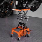 VEVOR Hydraulic Motorcycle Lift Table, 350 LBS Capacity Motorcycle Scissor Jack Lift with Wide Deck, J-hooks, 4 Wheels, Hydraulic Foot-Operated Jack Stand for ATV Dirt Bikes