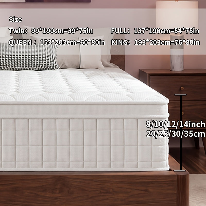 8''/10''/12''/14'' Inch Hybrid Queen Mattress in a Box - Gel Memory Foam And Pocket Springs for Back, Soft And Plush Fiberglass-Free Bed