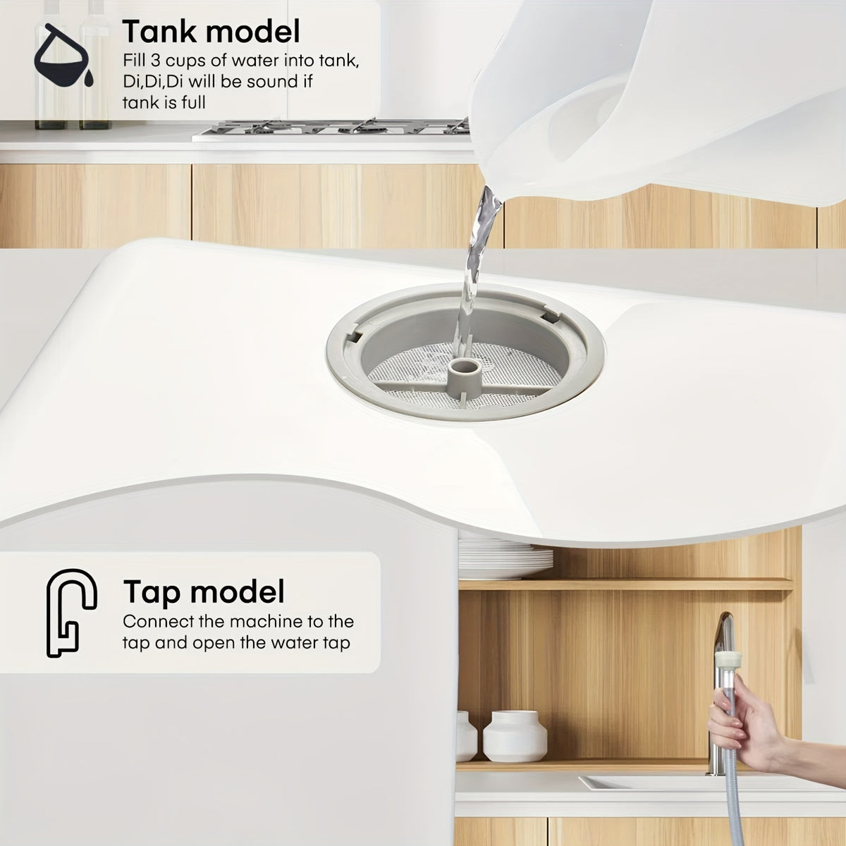 Countertop Dishwasher with 5+2 Programs, Air-Dry, Timer Function, Baby Care, 360° Dual Spray, 167℉ High-Temperature, No Plumbing Required, Portable Dishwasher with 1.32gal Built-in Water Tank, Mini Dishwasher for Home, Apartments, RVs