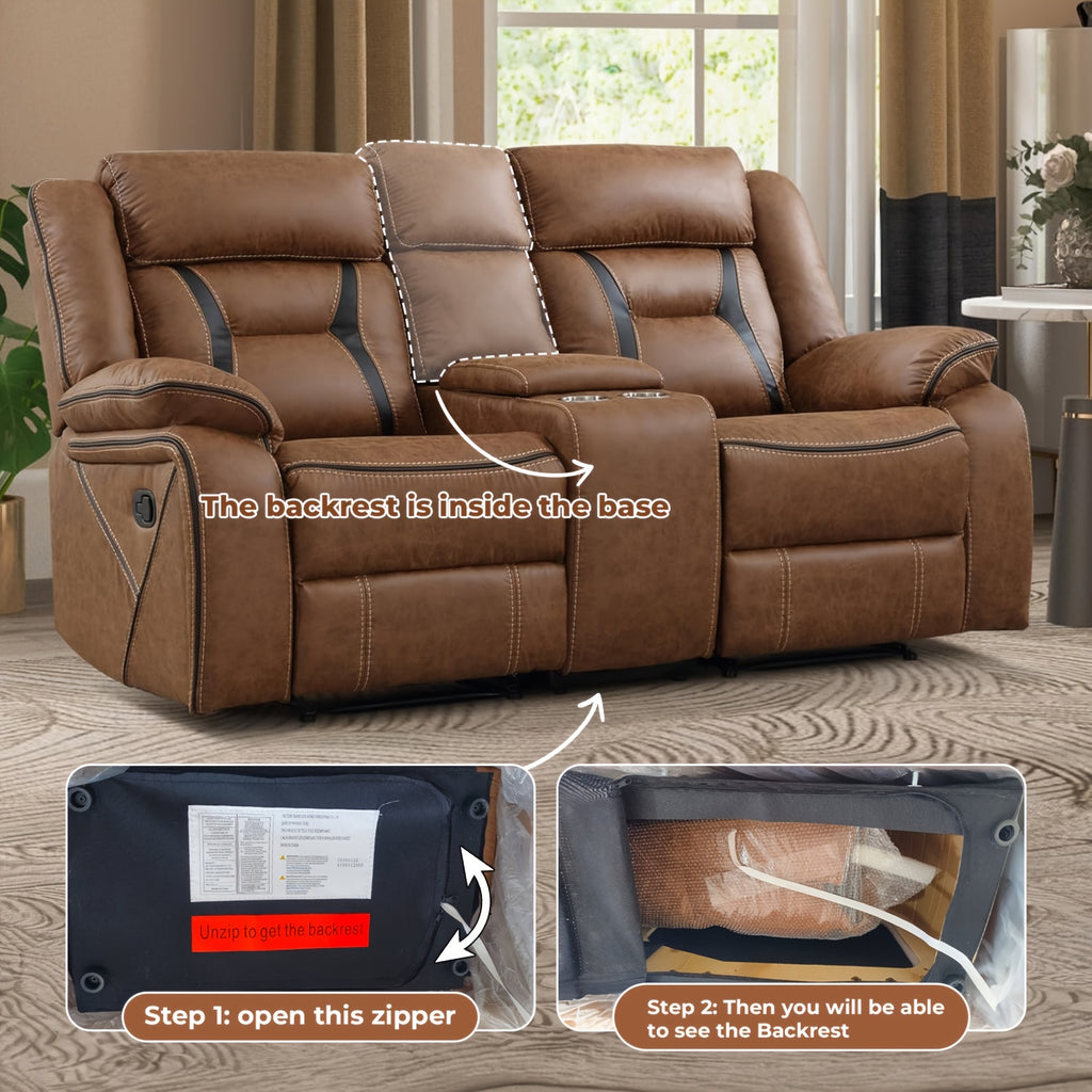 Faux Leather Manual Recliner Set: 3-Seat Sofa, Loveseat, Recliner Chair for Living Room And Meeting Room