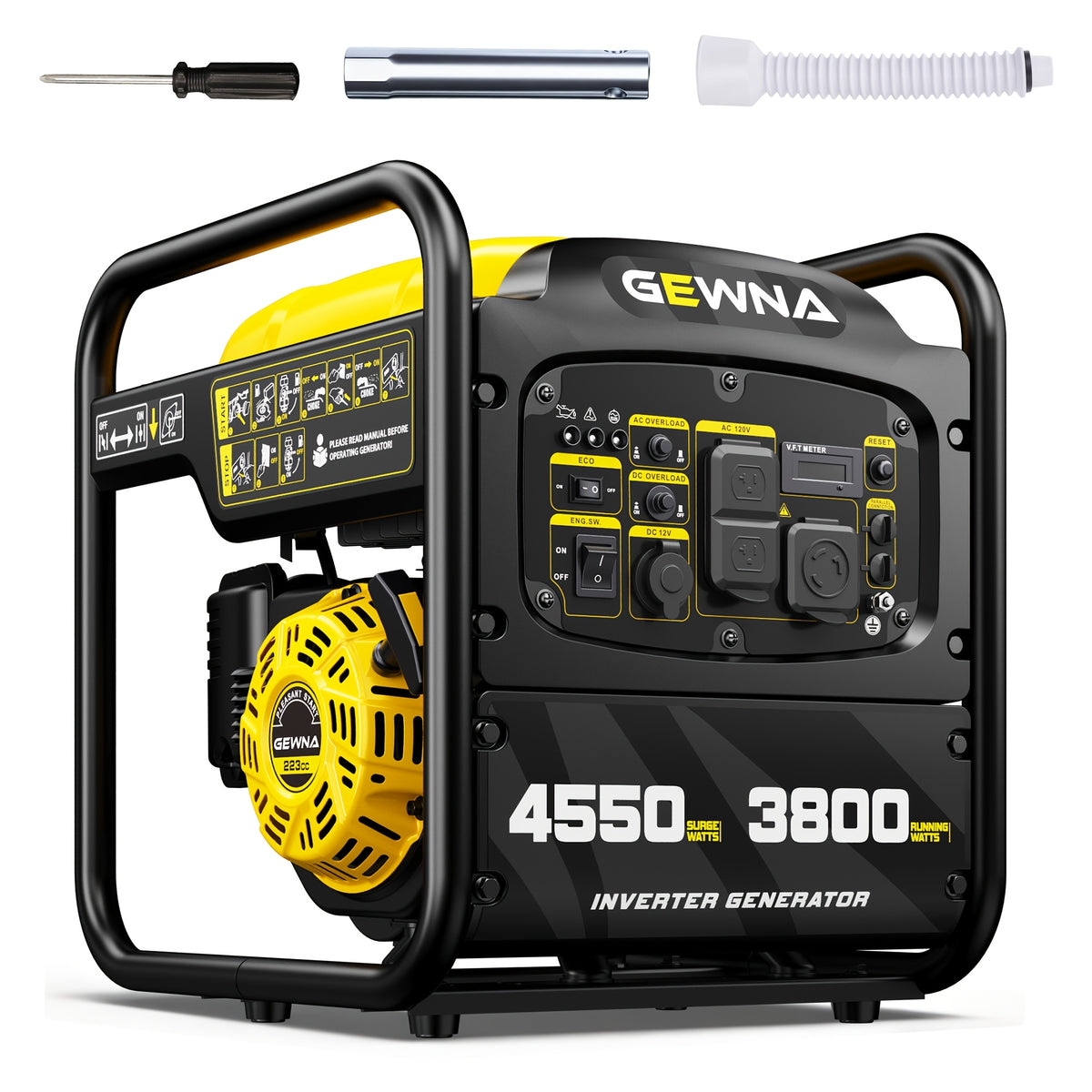 4550 W Inverter Generator, for home Backup Portable Generator, Open Frame Generator Gas Powered, RV Ready 30A Outlet, for Home Backup Power, Camping Outdoor Emergency Power Backup, EPA Compliant