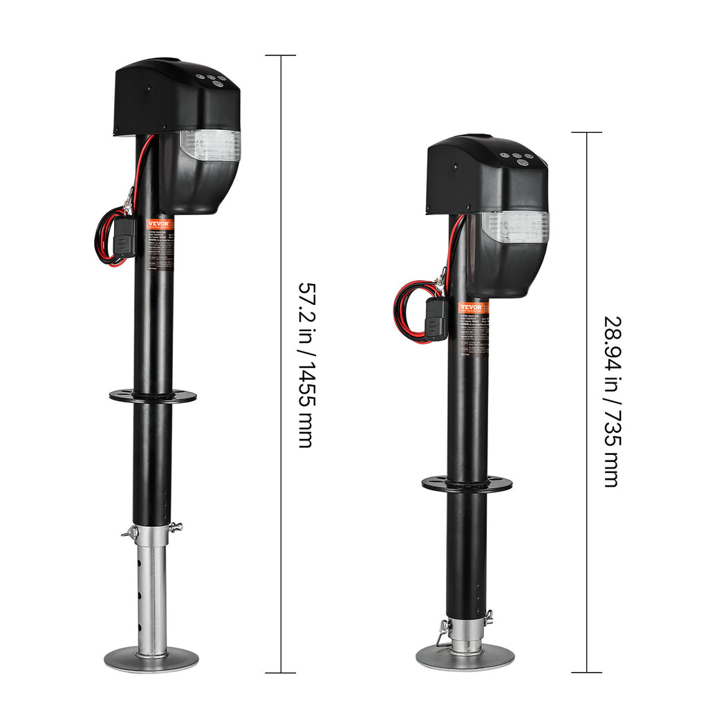 VEVOR Electric Trailer Jack 3500 lbs / 5000 lbs Power Tongue Jack for RV Trailer & Camper Black With a 7-pin Trailer Connector / With Remote Control