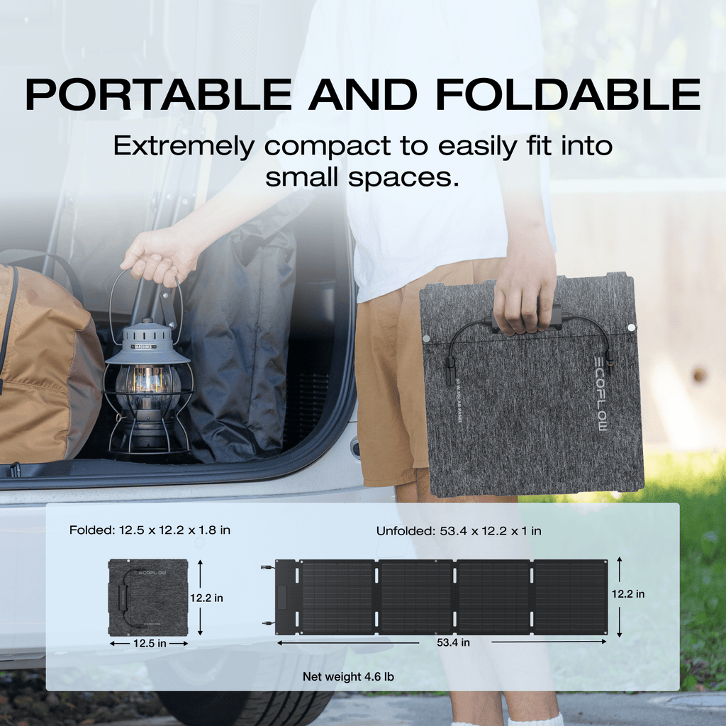 EcoFlow 45W/60W110W/160W/220W Portable Solar Panel, Foldable with Carry Case, High 23 Efficiency, Design for Camping, RVs, or Backyard Use