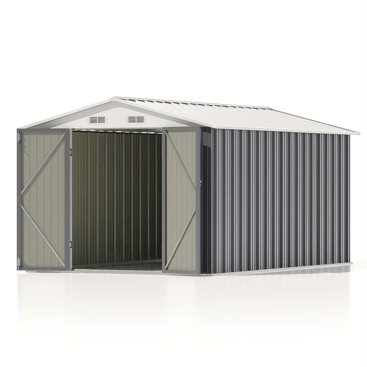 GUNJI 6X3.5 FT And 8X10 FT And 8X12 FT Outdoor Storage Shed, Large Metal Garden Shed with Lockable Waterproof Door, Garbage Cans, Pool Supplies, Tool Sheds for Backyard Garden Patio Lawn