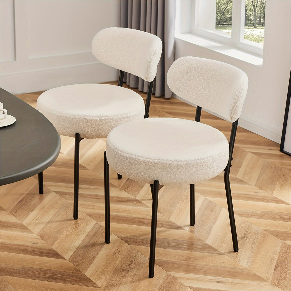 SMUG Dining Chairs Set of 4/6, Upholstered Kitchen Chairs with Curved Backrest & Metal Legs, Mid Century Modern Round Dining Room Chairs for Vanity, Living Room