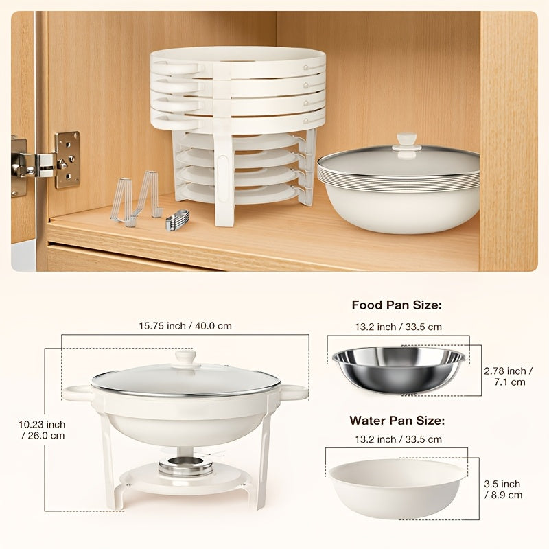 Chafing Dish 1/2/4pcs, [Game Changer Maifanite Coated] Chafing Dish [95% Pre-assembled] Buffet Offers Natural Elegance. 5-Quart (approx. 1.51gal) Food Warmer Suitable for Weddings, Birthdays, Church Events, Etc., Only for Cooking