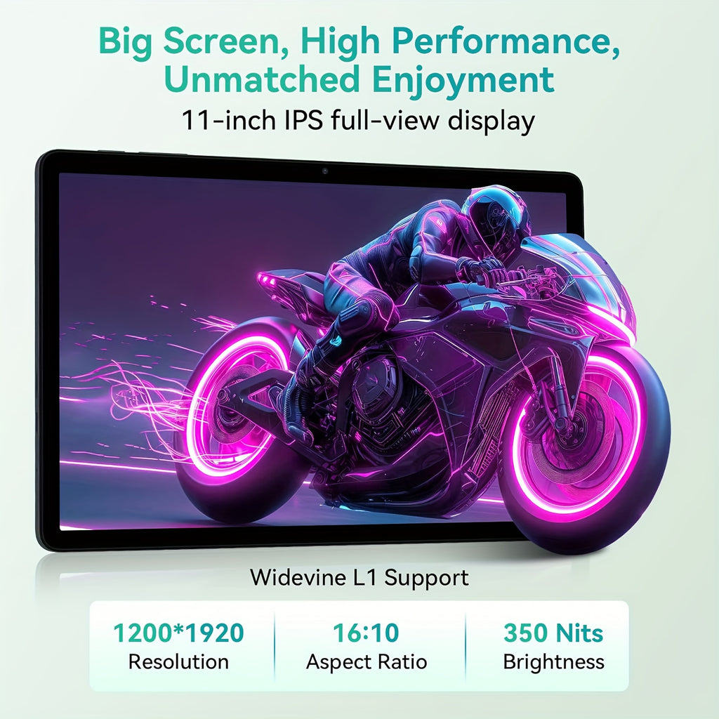 TABWEE T90 Android 16 New 2025 Tablet, 11-inch HD Large Screen+1200x1920 IPS Display, Unisoc Octa-Core High-Performance CPU, 24(8+16)GB RAM +128GB ROM(2TB Expand), 13MP+5MP Camaras/Face ID, 8000mAh Long Battery Life, Support Widevine L1, Gemini AI