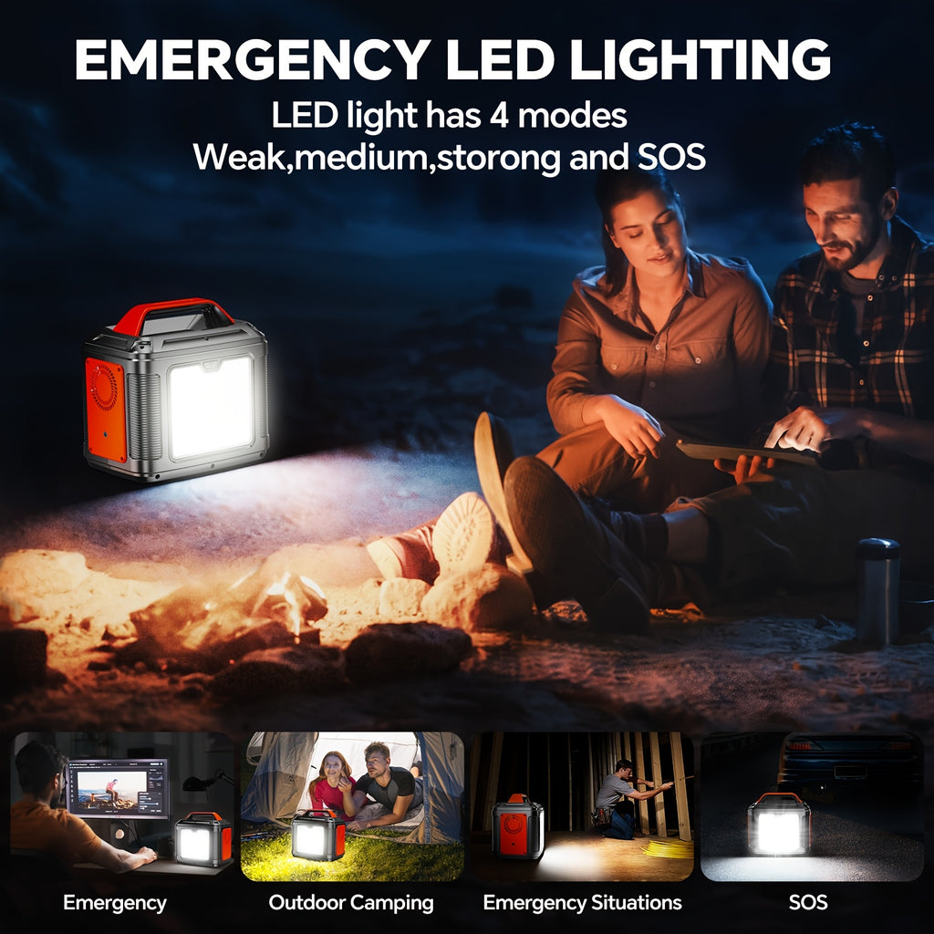SBAOH 300W Portable Power Station, 296Wh 80000mAh Powerbank with AC & DC Output/Fast Charging/Flashlight/ RV/Emergency Backup/Camping Power Supply, Orange