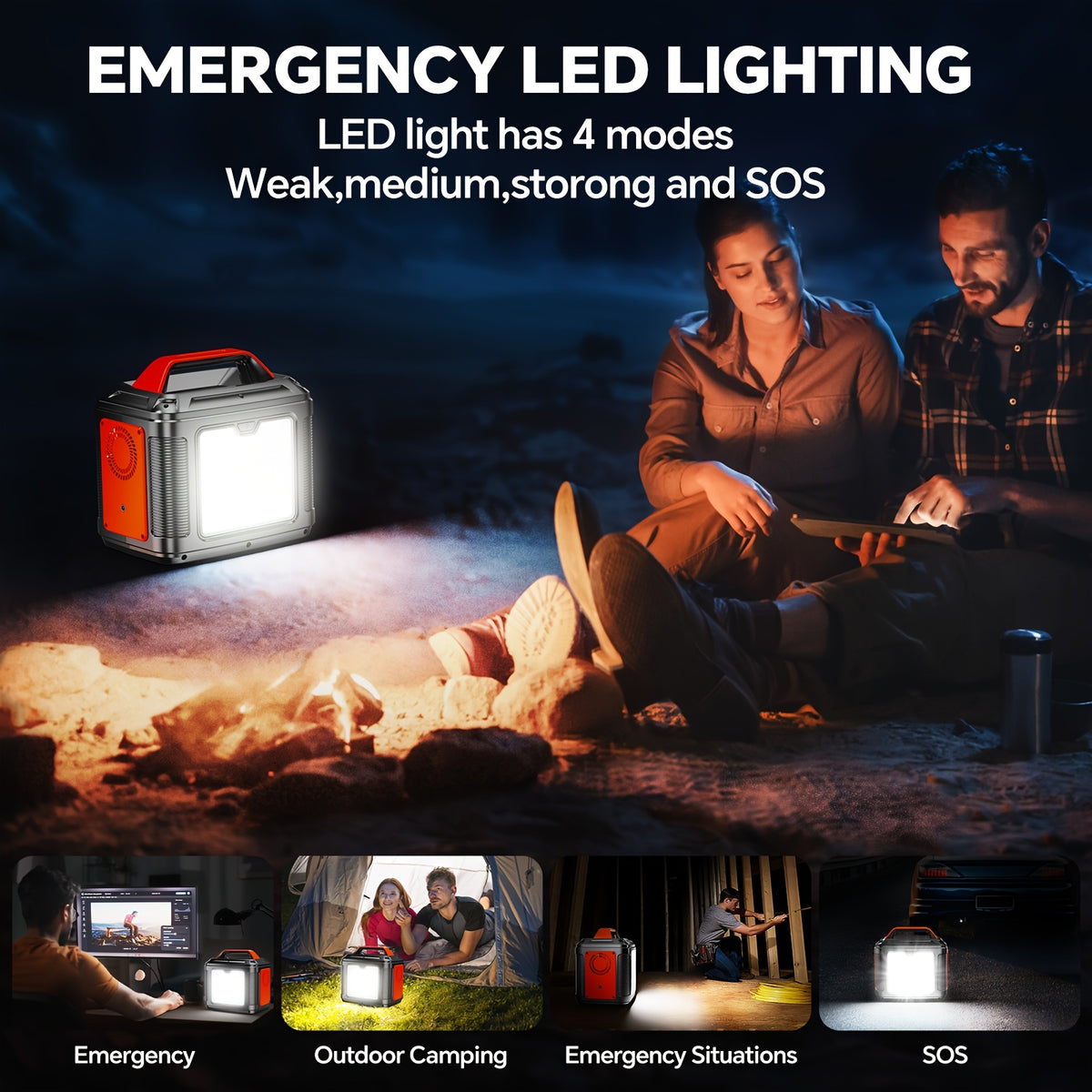SBAOH 300W Portable Power Station, 296Wh 80000mAh Powerbank with AC & DC Output/Fast Charging/Flashlight/ RV/Emergency Backup/Camping Power Supply, Orange