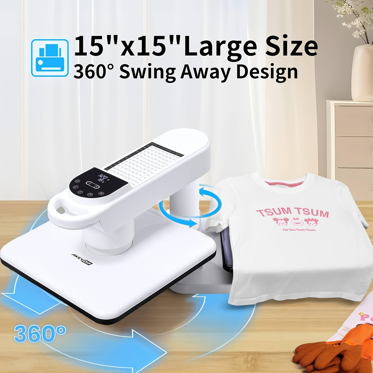 11pcs 8-in-1 - 15"x15"/12"x15" Heat Press Set for T-Shirts, Bags, Pillows, Hats, Beanies, Roller - 12"x10" T-Shirt Machine(Weight 25.35 Lbs) & 15"x15" Auto Single-Workbench & 15"x15" Auto Dual-Workbench Heat Press Only for Cloth, Shirts, Canvas Bags