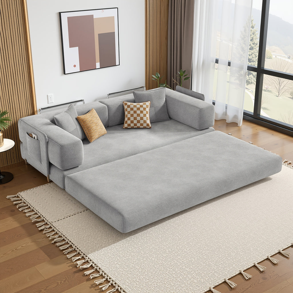 Boneless Sofa Bed, Convertible Modular Sofa With Armrest Pillow, Modular Sofa In A Box Compressed Memory Foam Sofa With Washable Sofa Cover For Living Room, Bedroom, Apartment, No Assembly