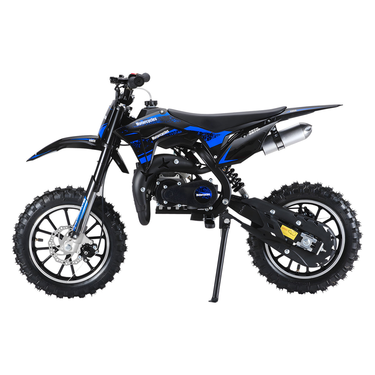 49cc 2-stroke Gas Powered Mini Motorcycle | Pocket Dirt Bike with External Rotary Tires, Front Disc Brakes, Up to 20 mph, Max Load 330 lbs, Metal Construction, Without Battery