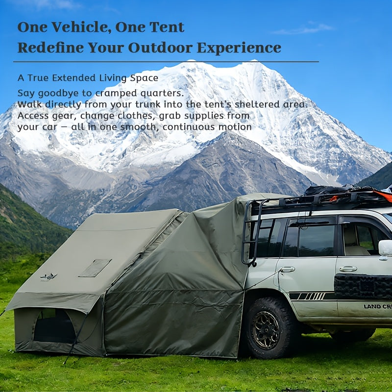 PAKICETUS Inflatable SUV Tailgate Tent with Air Pump for Quick Setup, 4-6 Person Model, Breathable Mesh for Smooth Ventilation, Windproof Oxford Fabric Inflatable Shelter, Suitable for Summer Glamping and Car Camping