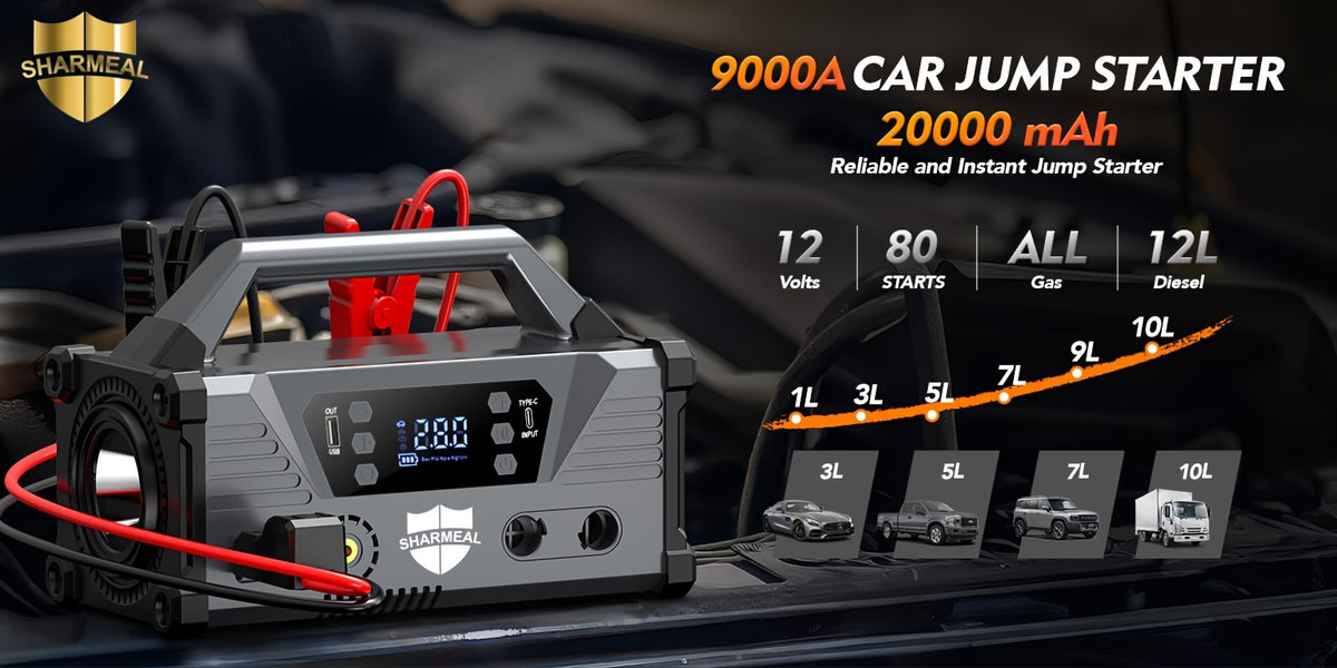 15-in-1 Jump Starter with Air Compressor 26000A 160PSI 30W Charging, Portable Car Battery Jump Starter (All Gas/All Diesel) Jump Box Car Battery Jumper Starter Portable Jumper Cables, LED Lights, Battery Chargers, Winter Essentials, Holiday Gifts.