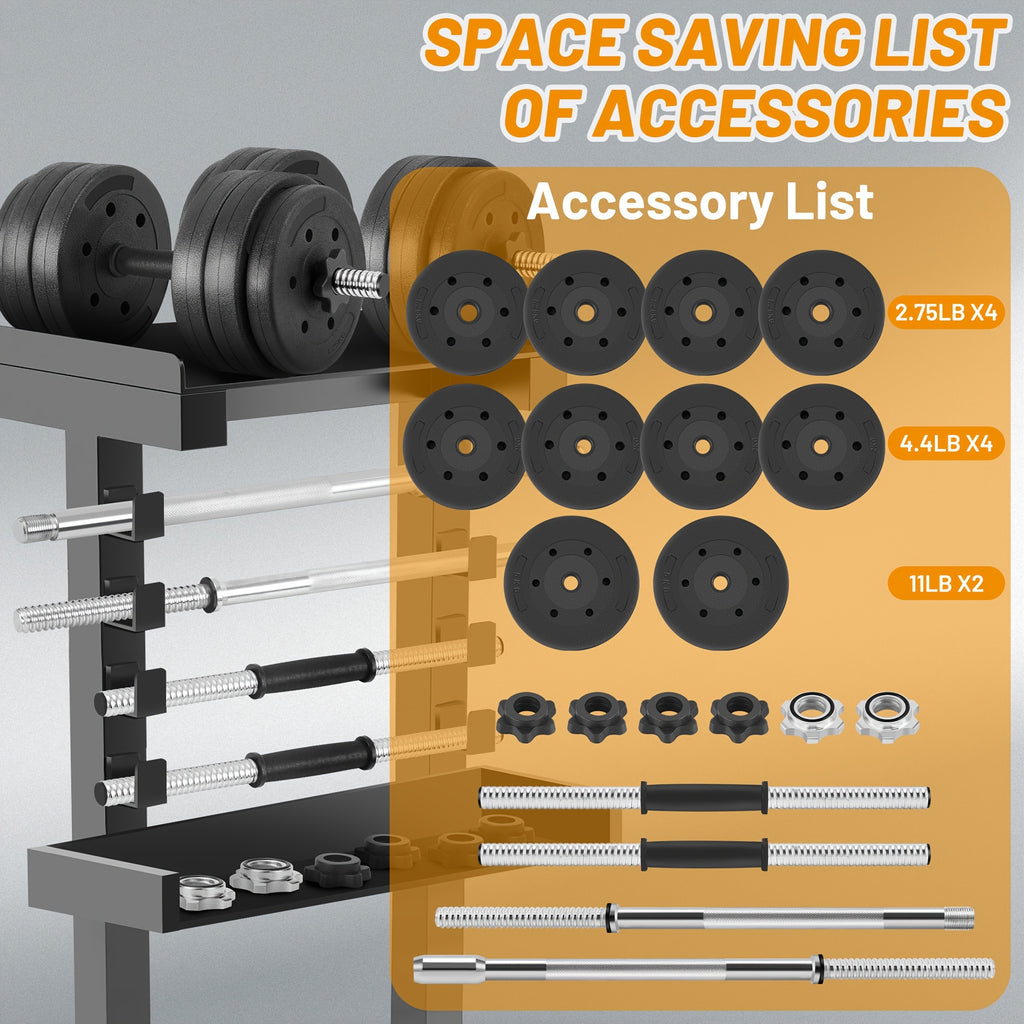 66Lbs 2-In-1 Adjustable Dumbbell Set, Barbell Free Weight Set with Connector for Strength Training Body Shaping Home Gym Equipment