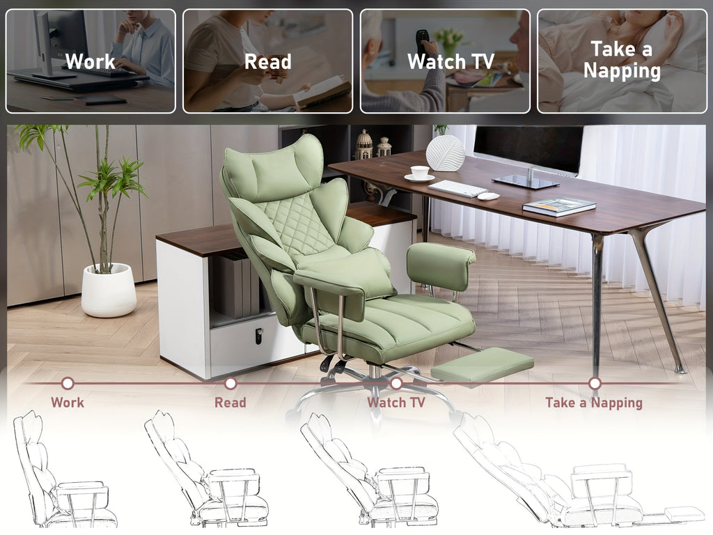 Sturdy High-Back Office Chair, Comfortable Gaming Chair, Office Chair Featuring Cushioned Armrests And Footrest, Adjustable Height Home Office Chair