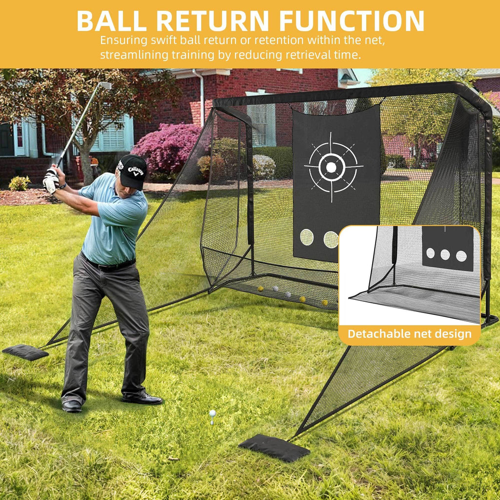 Cozerex 10X7Ft Golf Hitting Net Featuring a Sturdy Steel Frame, This Spacious Golf Driving Net Includes Side Nets to Catch Stray Balls, And Comes with a Simulator Cloth to Enhance Your Skills, Suitable for Backyard, Indoor, And Outdoor Use