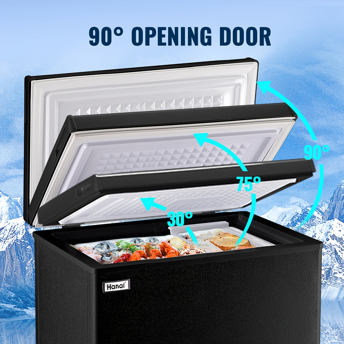 [Small Deep Freezer] WANAI Small Deep Freezer, 2.5/3.5/5.0 Cubic Feet Chest Freezer with Adjustable Temperature, Top Open Door, Removable Storage Basket for Home, Kitchen, Office, for Home And Apartment, Black