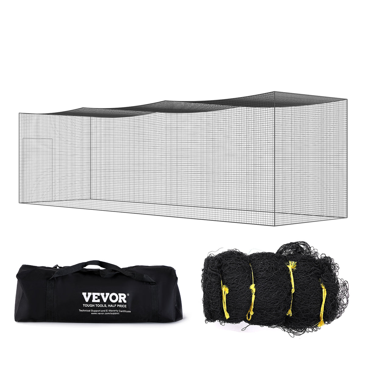 Baseball Batting Cage Net by VEVOR, Fully Enclosed PE Practice Netting in 35, 55 or 70 ft Options — Net Only