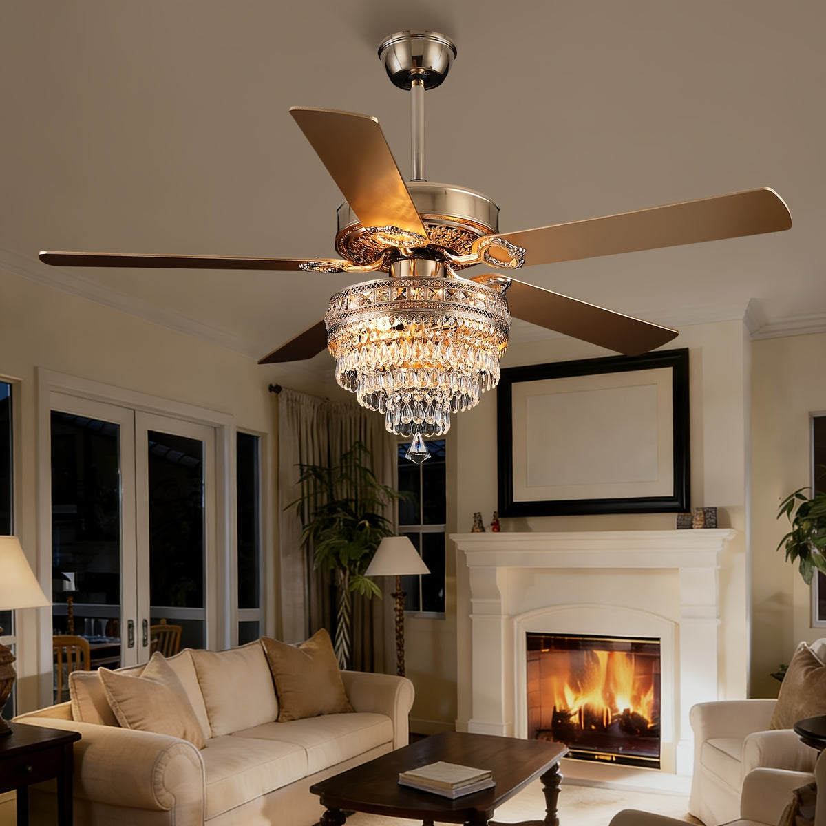 [Ceiling Fan With Light] 52-Inch Modern Ceiling Fan With Light And Remote Control - Quiet Motor Suitable For Rooms, Reversible Blades, Remote/ Control, Light Fixture, Plug, Voltage-Compatible For /Office (No Color-Changing)