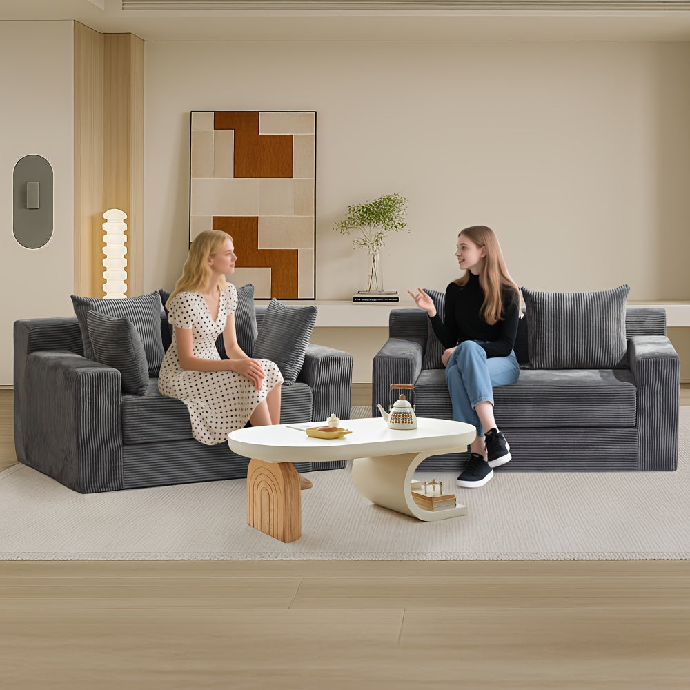 Convertible Sofa Bed, 3in 1 Loveseat Folding Couch Bed Foldable - Boneless Couch & Floor Futon Sleeper, Corduroy Pull Out Sofa Bed with 4 Pillows for Living Room