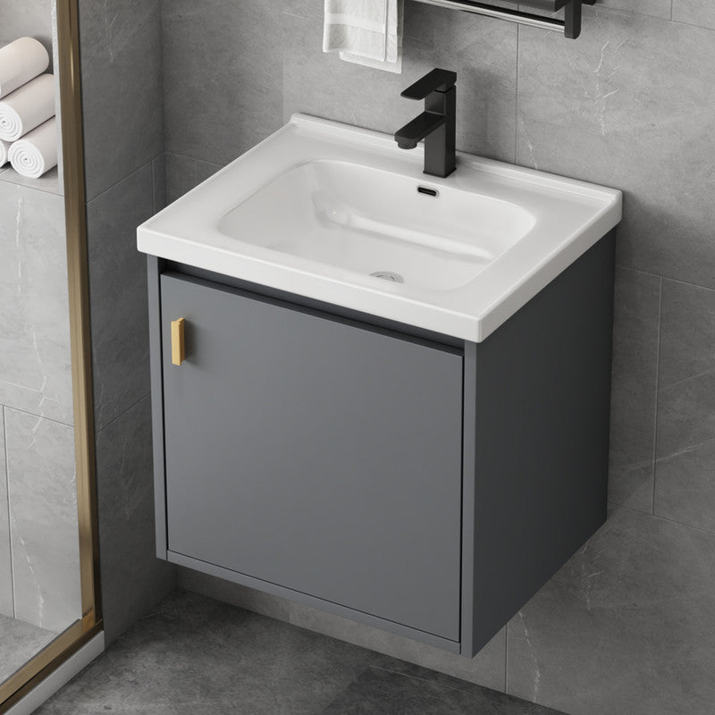 20'' Bathroom Vanity with Sink Combo, Wall Mounted Small Bathroom Vanity with Soft-Close Door Modern Floating Cabinet, Pop-up Drain, P-Trap Included, Gray