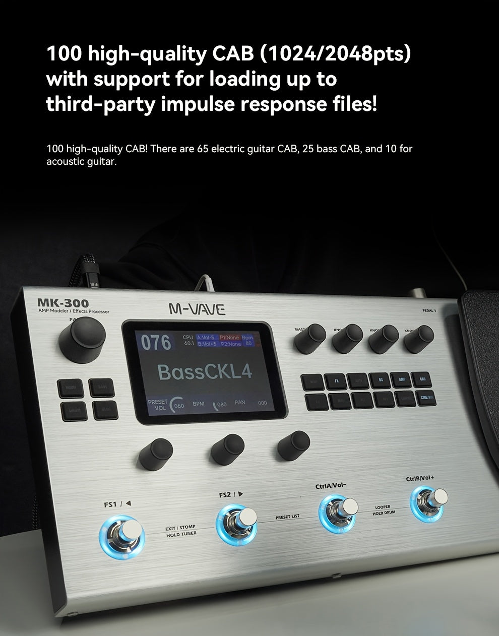 M-VAVE MK-300 Electric Guitar Comprehensive Effect Device, Accompaniment Loop, Analog Speaker And Sound Card Equipment, Bass Phrase Loop Drum Machine