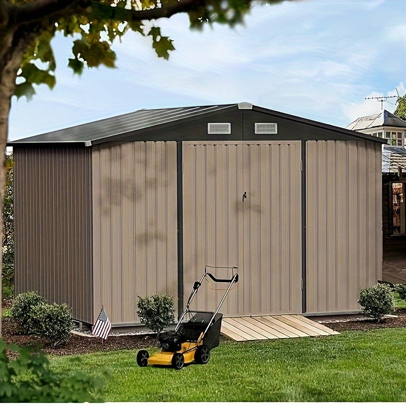 10 Ft. W X 7.5 Ft. D Outdoor Metal Shed with Vents And Lockable Doors 80 Sq. Ft