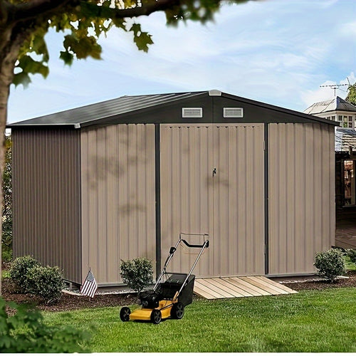 10 Ft. W X 7.5 Ft. D Outdoor Metal Shed with Vents And Lockable Doors 80 Sq. Ft
